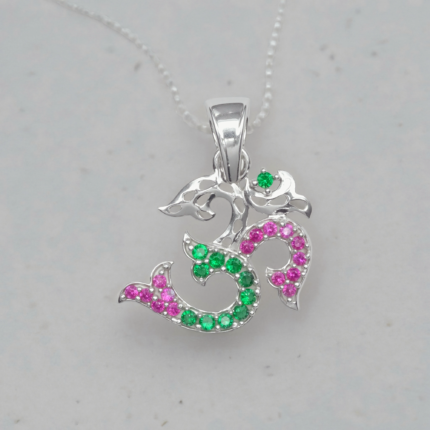 925 sterling silver Om Color Crystal Pendant