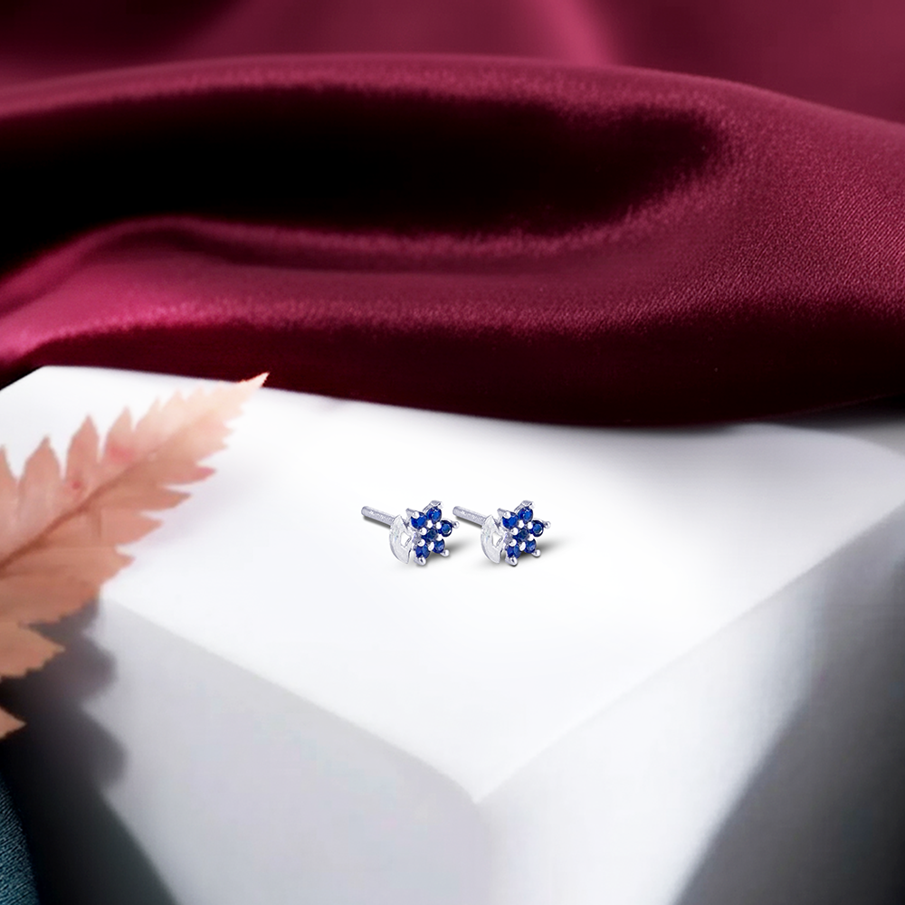 Nosepin blue flower -studs