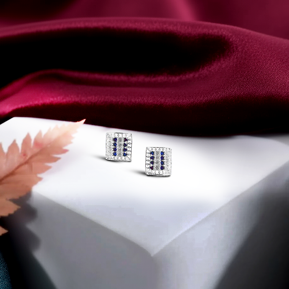 Nosepin blue square multi stone