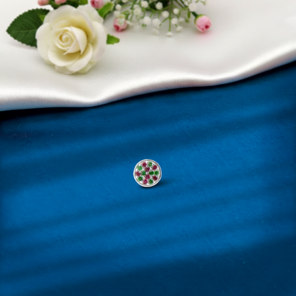 925 Sterling Silver Ultra Light Weighted  Rainbow Pinwheel Nose Pin